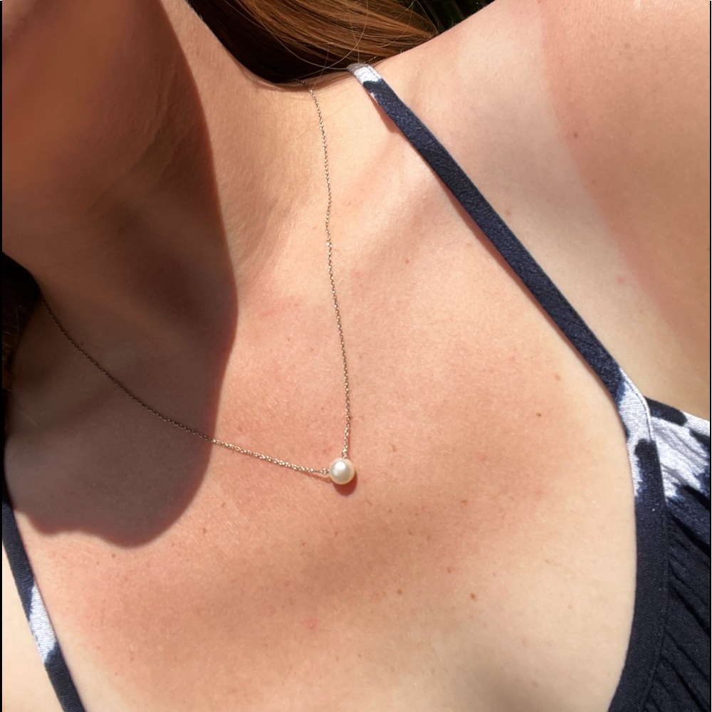 Large Freshwater Pearl Necklace on Sterling Silver Chain